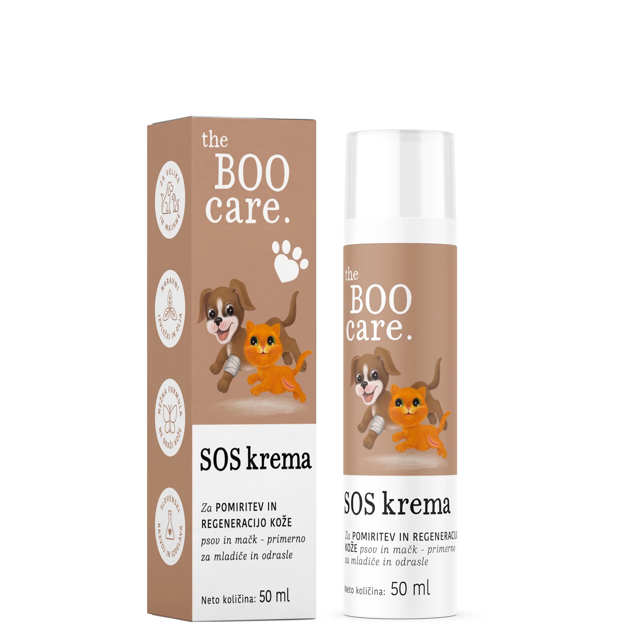Private label SOS cream for dogs and cats, developed to soothe irritated skin and support skin recovery, available under your own brand by Galex Lab.